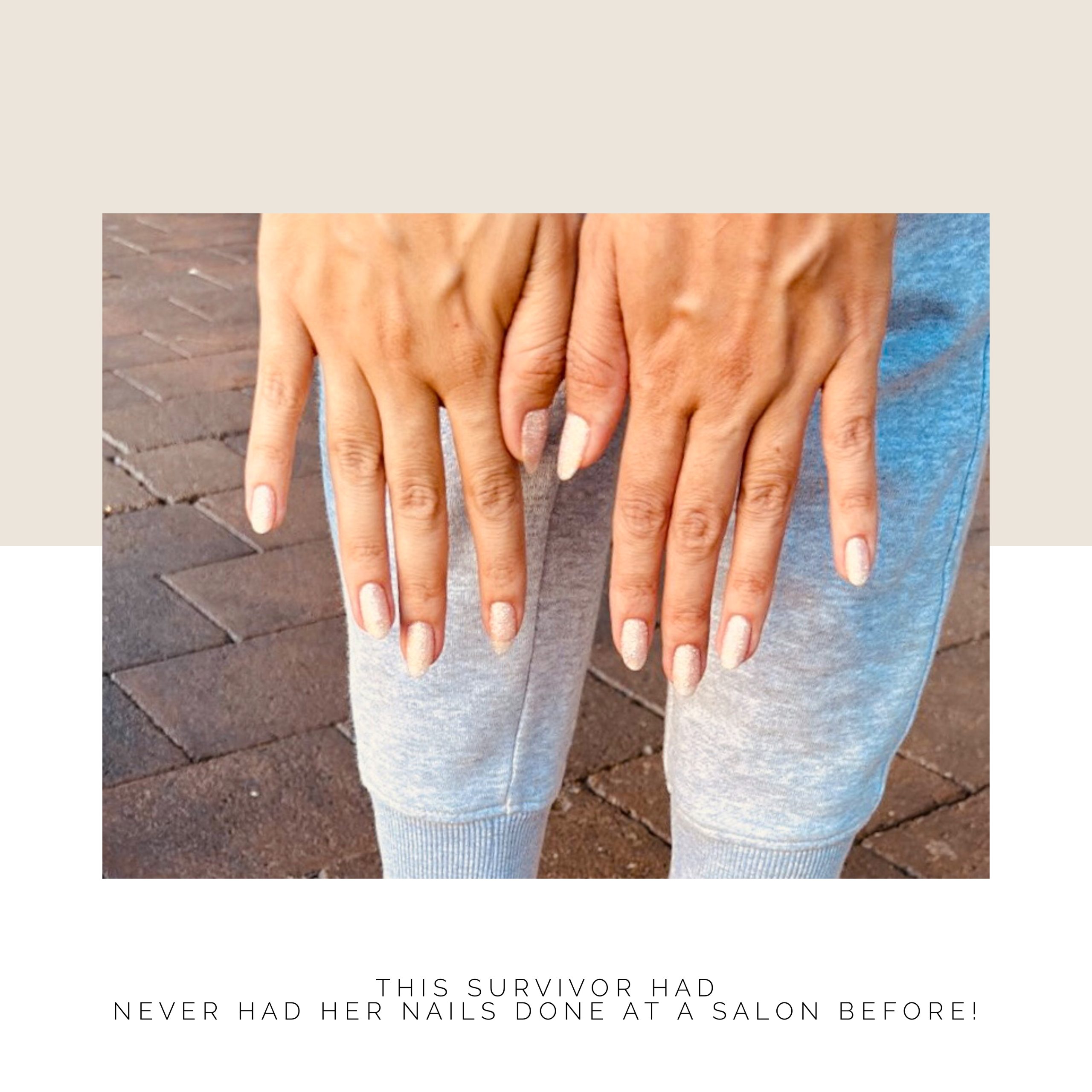 pic of a survivor finger nails painted